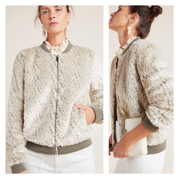 Anthropologie Jackets & Blazers - Anthropologie Tatiana Faux Fur Bomber Jacket Large